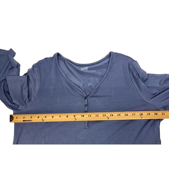 Duluth Trading Women’s Dang Soft Long Sleeve Henley Top Shirt Blue Sz Large New - Picture 8 of 9